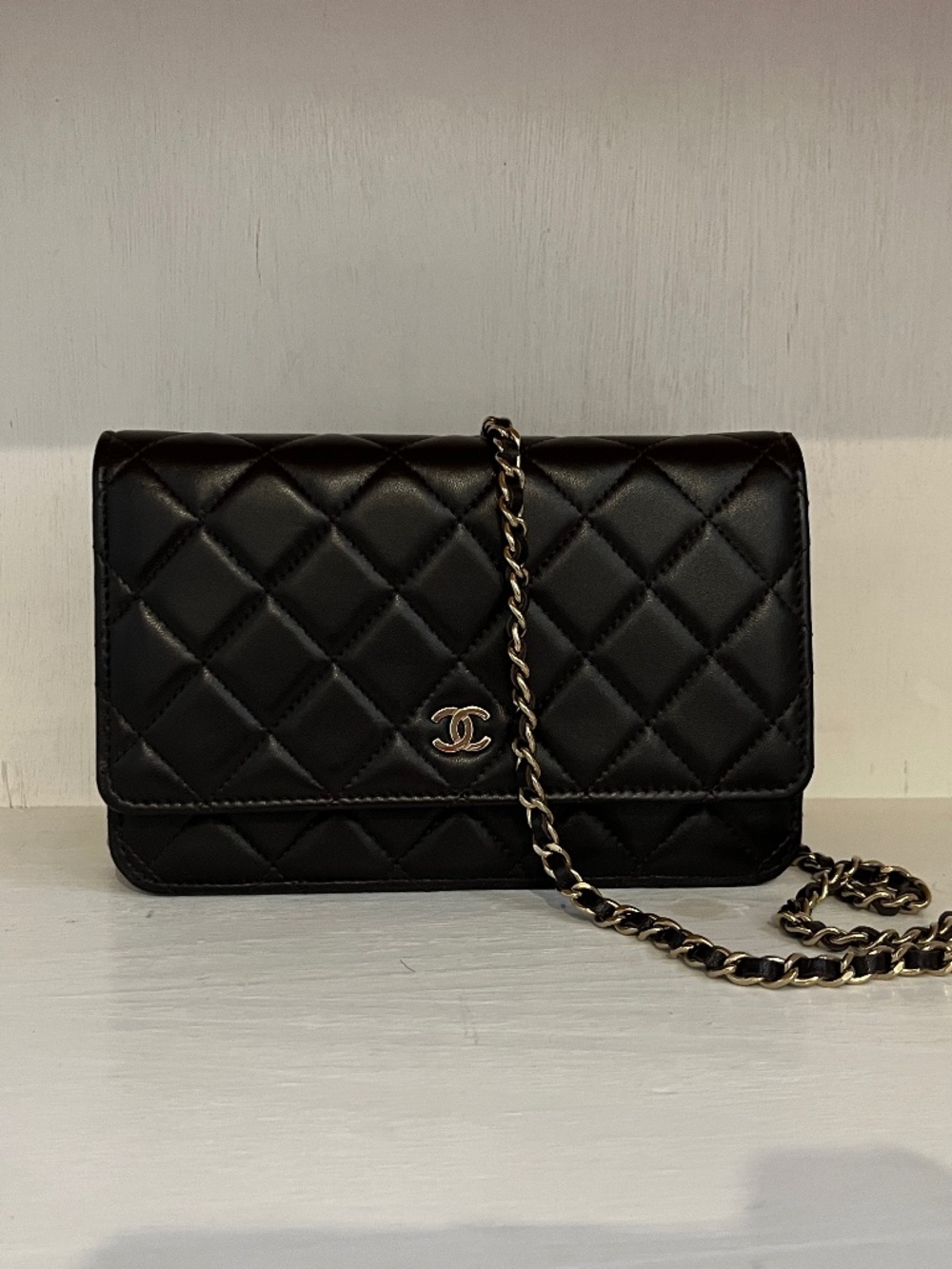 Chanel Classic Wallet On Chain // Dark brown